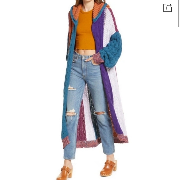 Free People Hearts on Fire Long Maxi Cardigan Size XS NWT - Picture 3 of 16